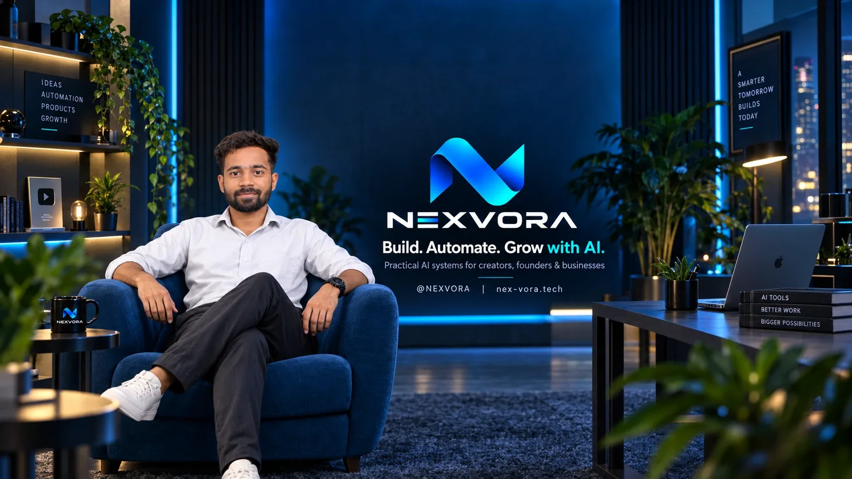 NEXVORA founder in the approved brand portrait